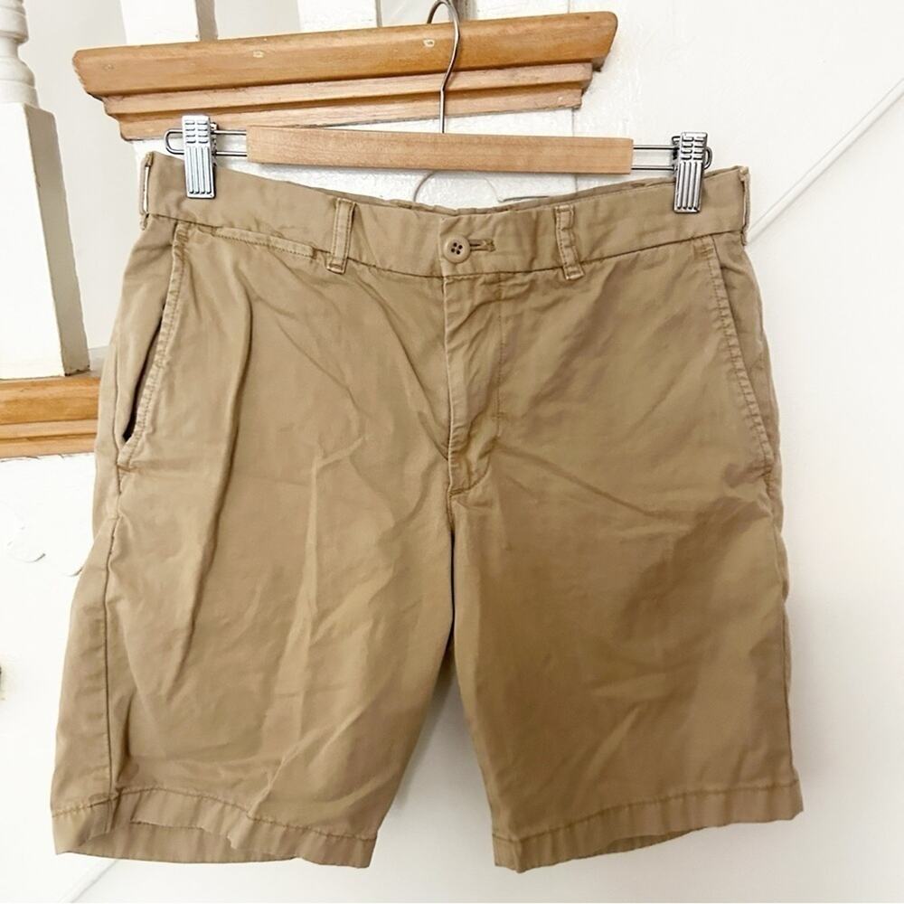 Uniqlo Mens Tan Khaki Shorts Cotton Flat Front Pockets Size 27"-30" Waist